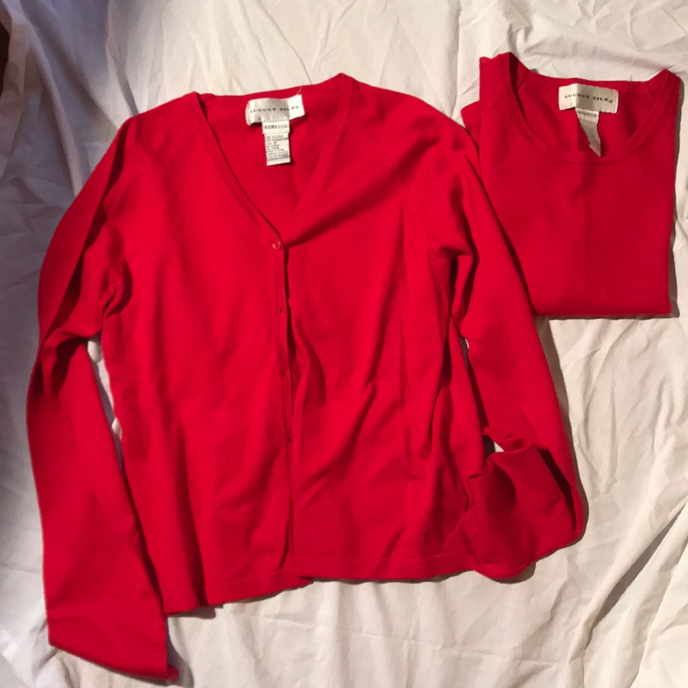 Silk sweater set small/medium red - Picture 5 of 8
